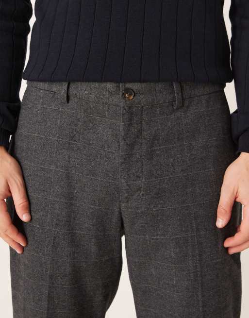 Mango tailored tweed trousers in navy, 4 of 5