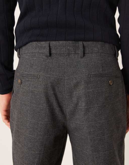 Mango tailored tweed trousers in navy, 5 of 5