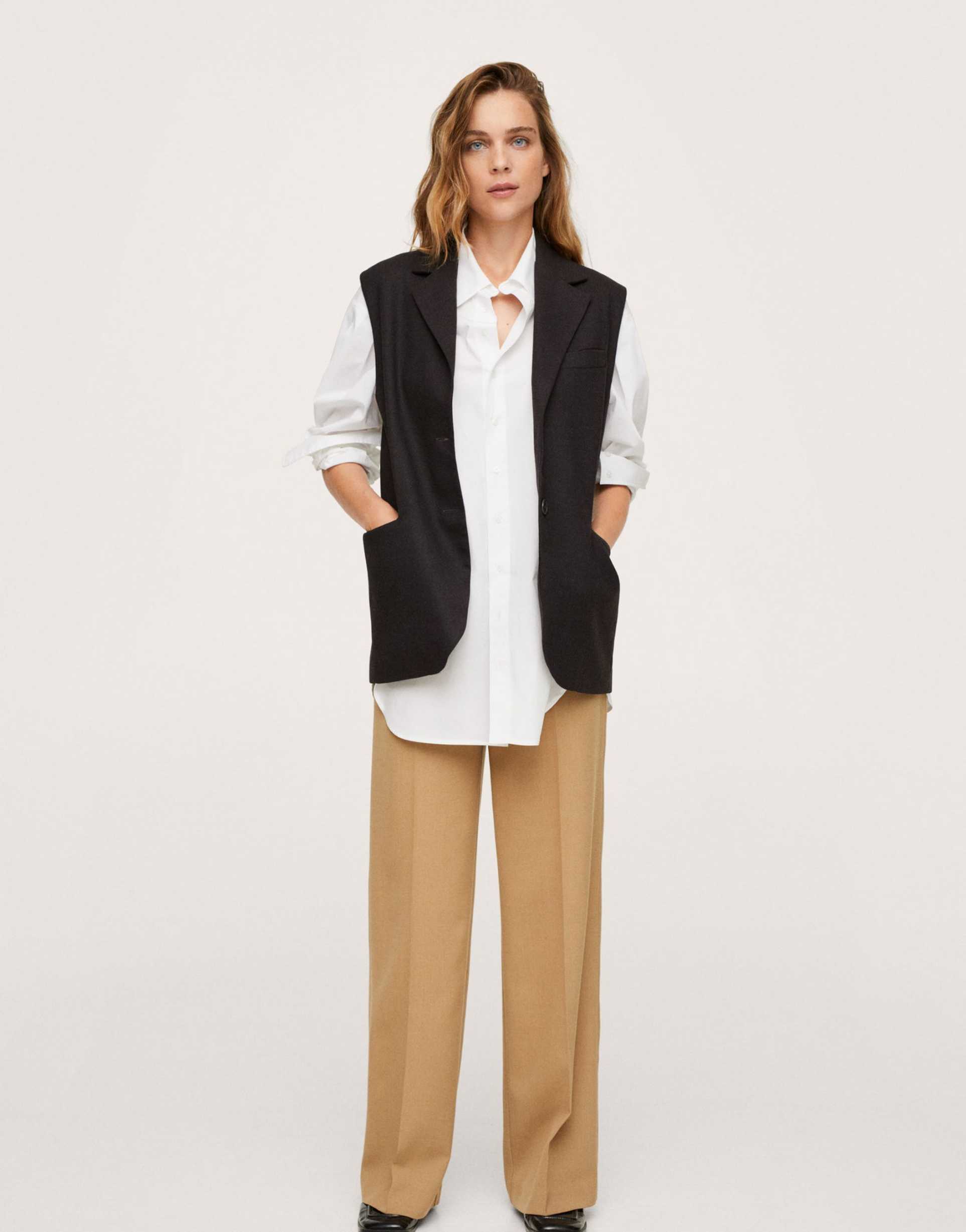 <b>Mango</b> tailored vest in black, 3 of 4.