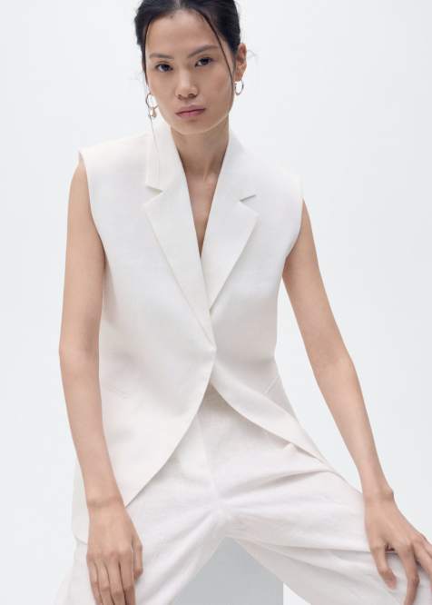 Mango tailored vest in ivory - part of a set - view 1
