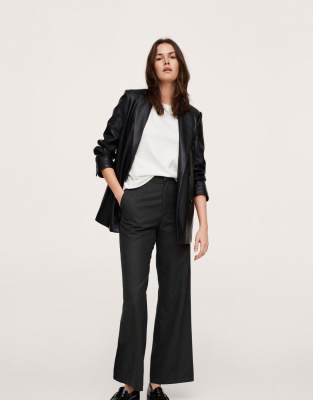 Mango tailored wide leg pants in black - ASOS Price Checker