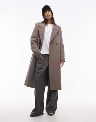 tailored wool mix coat in light brown