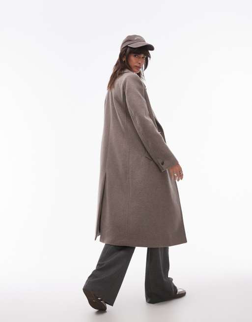Mango tailored wool mix coat in light brown