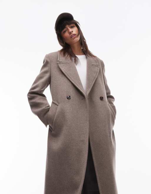 Mango tailored wool mix coat in light brown