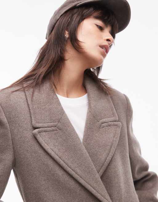 Mango tailored wool mix coat in light brown