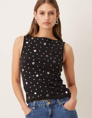 Mango Tank Top With Disc Detail In Multi