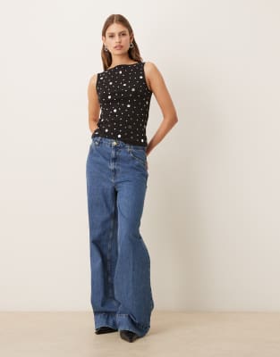 Mango Tank Top With Disc Detail In Multi