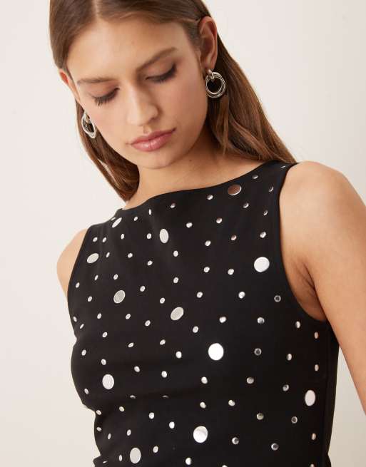 Mango tank top with disc detail in black, 3 of 4