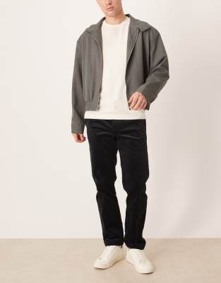 Mango Tapered Cord Pants In Black