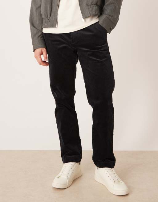 Mango tapered cord pants in navy, 2 of 5