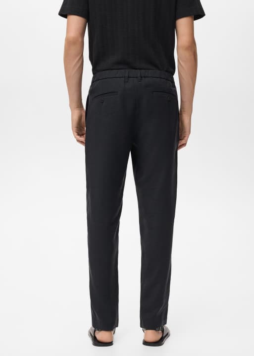 Mango tapered elasticated waist trouser in black, 2 of 3