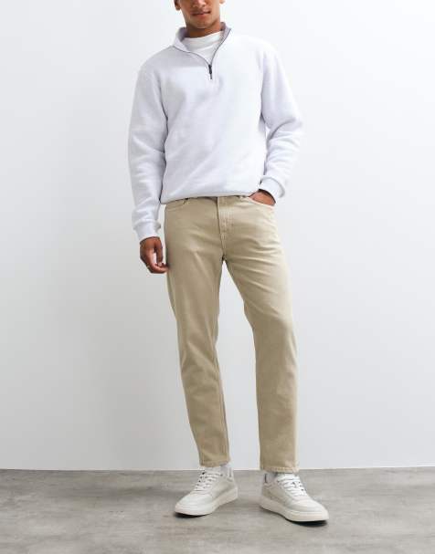 Mango tapered jean in beige - view 1