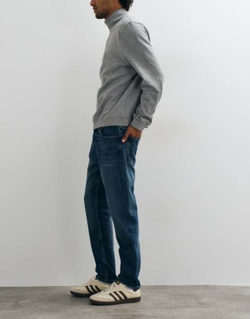 Mango tapered jeans i blå, 3 af 5