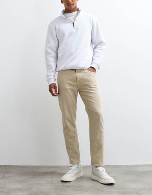 Mango Tapered Jeans In Neutral