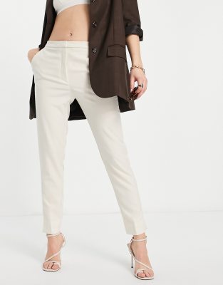 Mango tapered leg tailored pants in ecru - part of a set-White