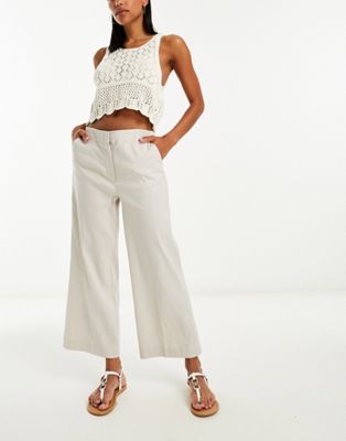 Mango tapered leg tailored trousers in light beige - ASOS Price Checker