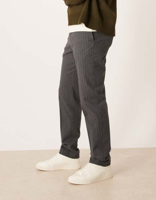 Mango tapered pin stripe trouser in grey, 3 of 5