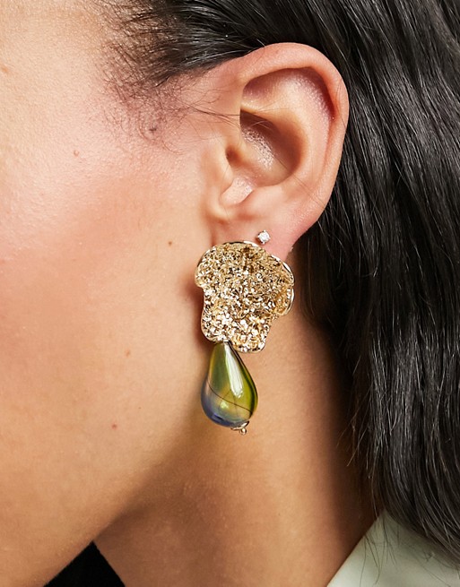 Mango teardrop glass earrings in multi