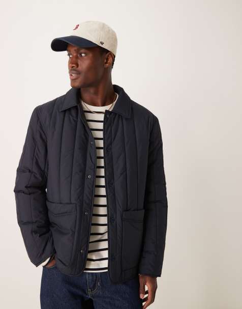 Mango technical quilted design jacket in navy - view 1