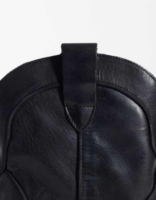 Mango Teen 100% leather short western boot in black, 2 of 4