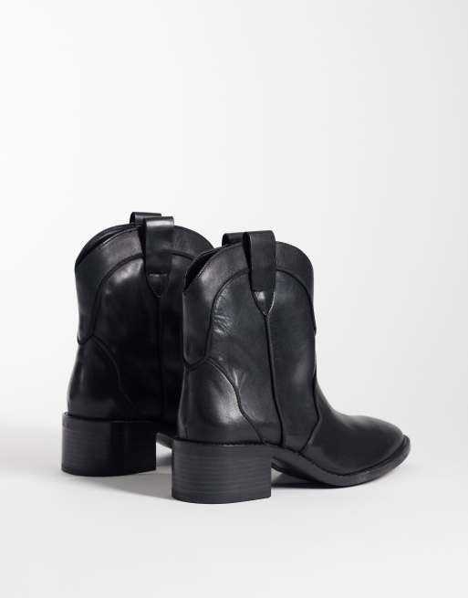 Mango Teen 100% leather short western boot in black, 4 of 4