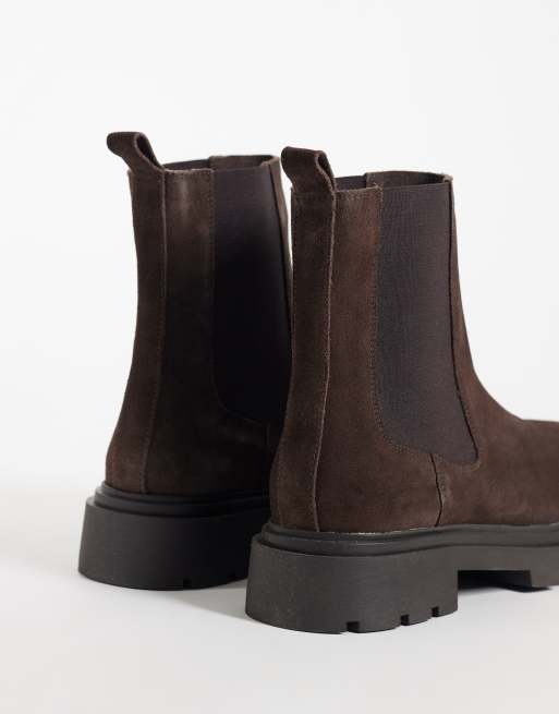 Mango Teen 100% leather suede biker boot in brown, 4 of 4
