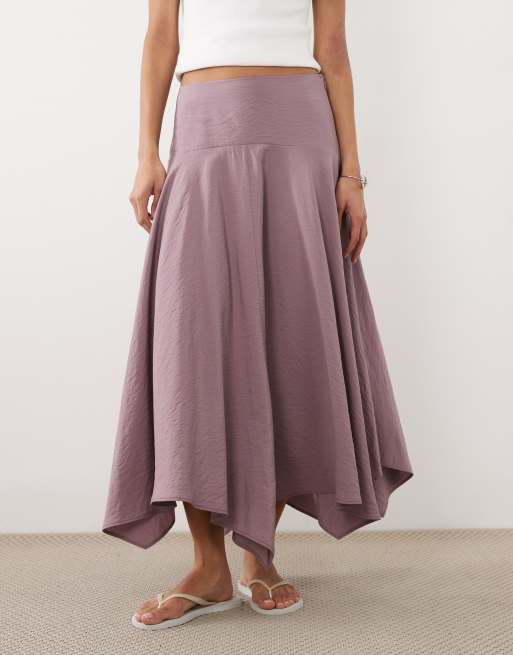 Mango Teen asymmetric hem maxi skirt in pink, 2 of 5