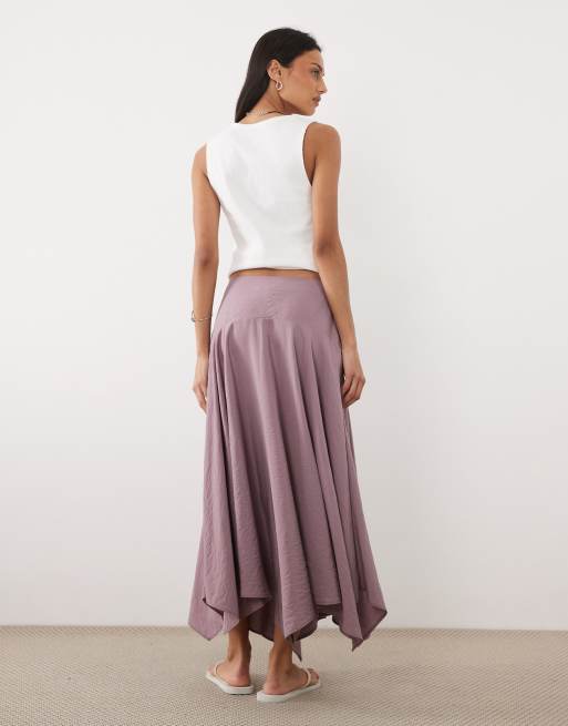 Mango Teen asymmetric hem maxi skirt in pink, 3 of 5