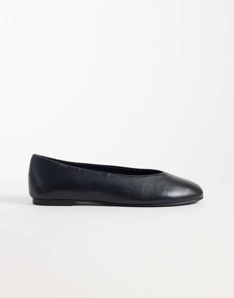 Mango Teen Ballerina aus Leder in Schwarz - view 1