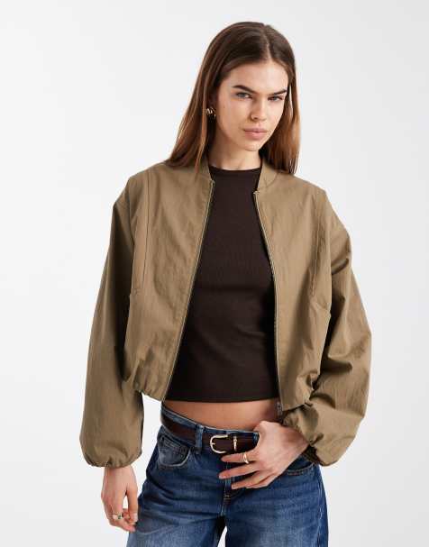 Mango - Teen - Beige bomber-jakke i bomuldsblanding - view 1