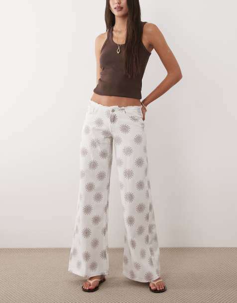 Mango - Teen - Beige jeans med lige ben og solprint - view 1