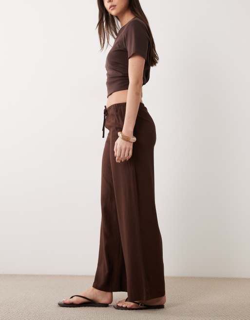 Mango – Teen – Beige, raka byxor med knytning i midjan av linnemix, 2 av 5