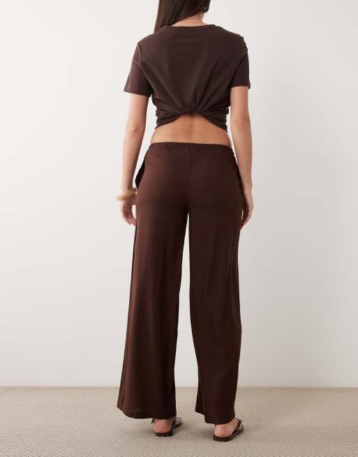 Mango – Teen – Beige, raka byxor med knytning i midjan av linnemix, 3 av 5