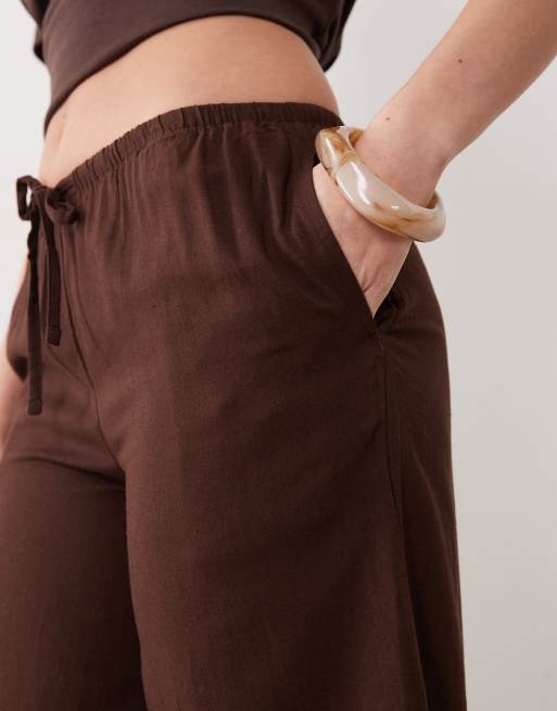 Mango – Teen – Beige, raka byxor med knytning i midjan av linnemix, 5 av 5