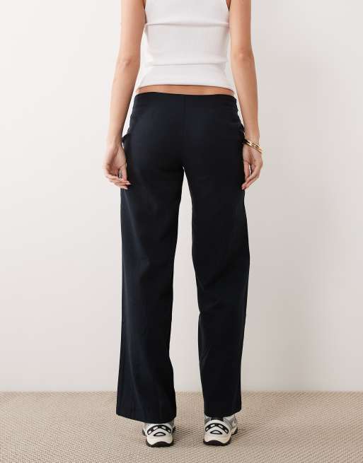 Mango Teen belt detail tailored trousers in navy, 3 of 5