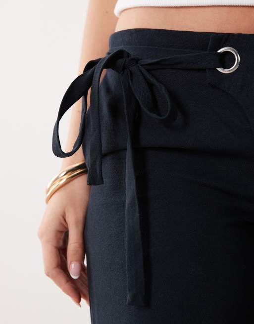 Mango Teen belt detail tailored trousers in navy, 5 of 5