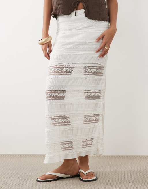 Mango Teen – Biała, koronkowa spódnica maxi, 2 z 5