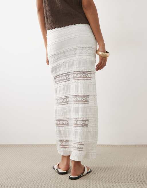 Mango Teen – Biała, koronkowa spódnica maxi, 5 z 5