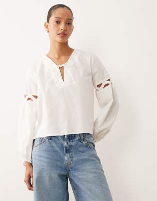 Mango - Teen - Bluse mit Puffärmeln in Weiß