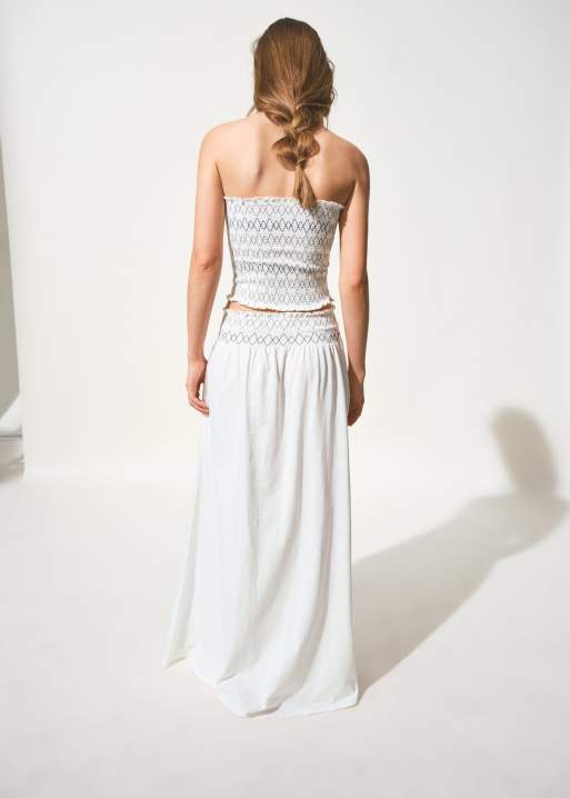 Mango - Teen - Boho maxi rok van 100% katoen met geborduurd detail in wit, deel van co-ord set, 4 van 4