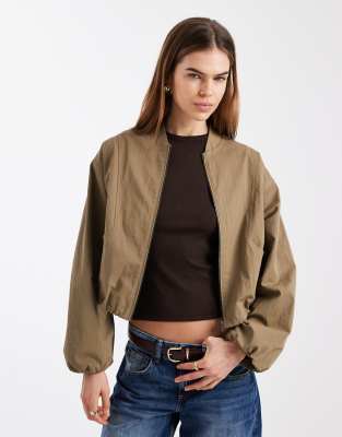 Mango - Teen - Bomber en coton mélangé - Beige-Neutre