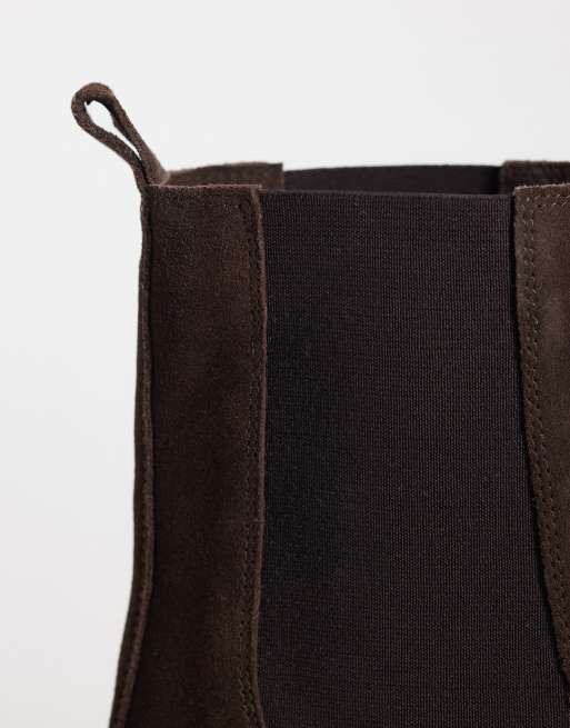 Mango Teen bottines style motard en daim 100% cuir marron, 3 de 4