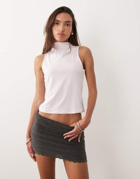 Mango – Teen – Brun minikjol i spets med volang - view 1