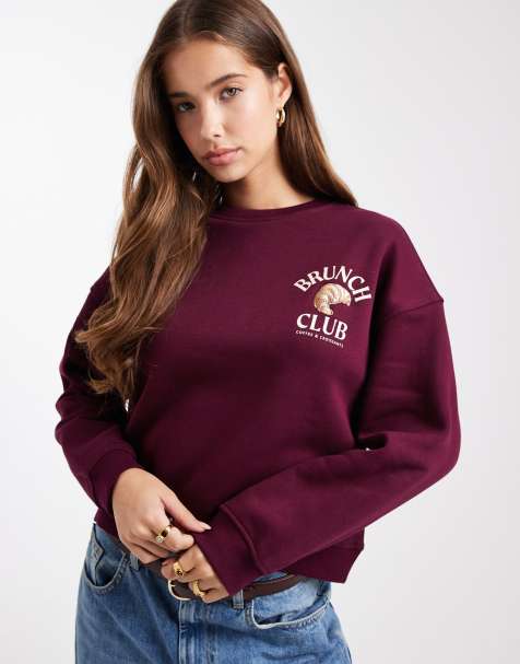 Mango Teen brunch graphic sweatshirt in burgundy - view 1