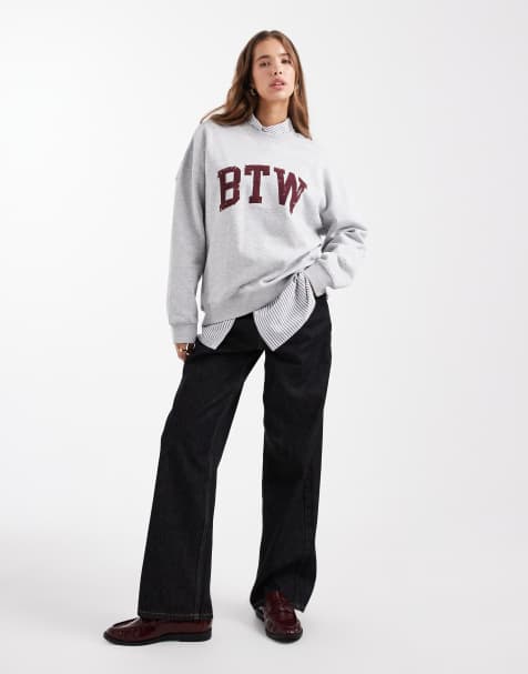 Mango Teen BTW graphic sweatshirt in grey  - view 1