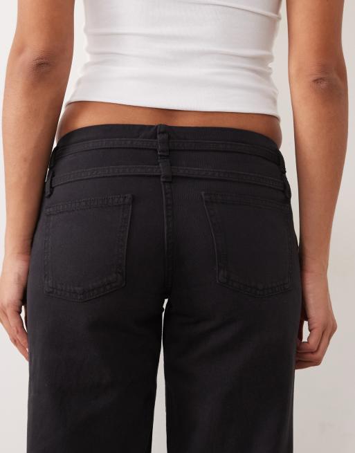 Mango Teen buckle detail straight jean in dark gray, 4 of 5