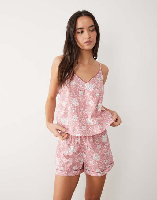 Mango Teen cami and short pyjama set in pink floral, 2 of 4