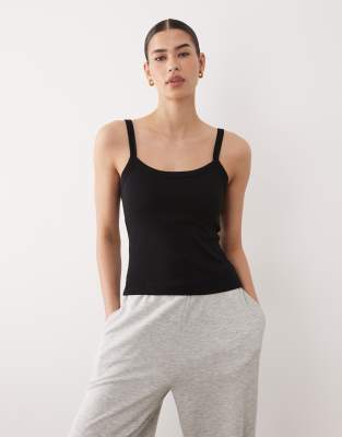 Mango Teen Cami Top With Built In Black