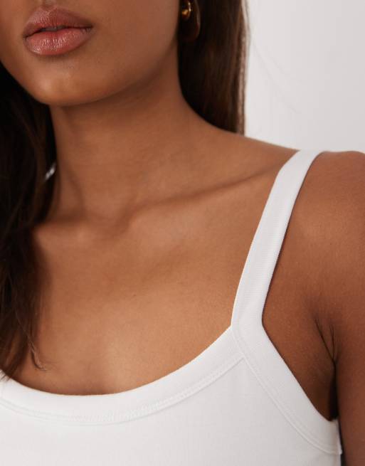 Mango Teen cami top with built in bra in white, 4 of 4