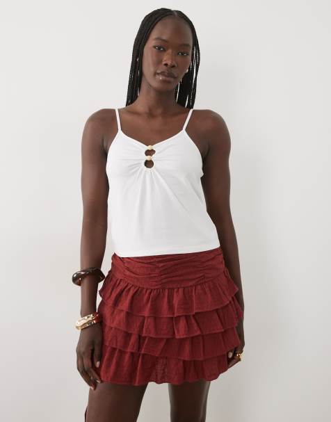 Mango Teen Camisole-Top mit Ringdetail in Weiß - view 1
